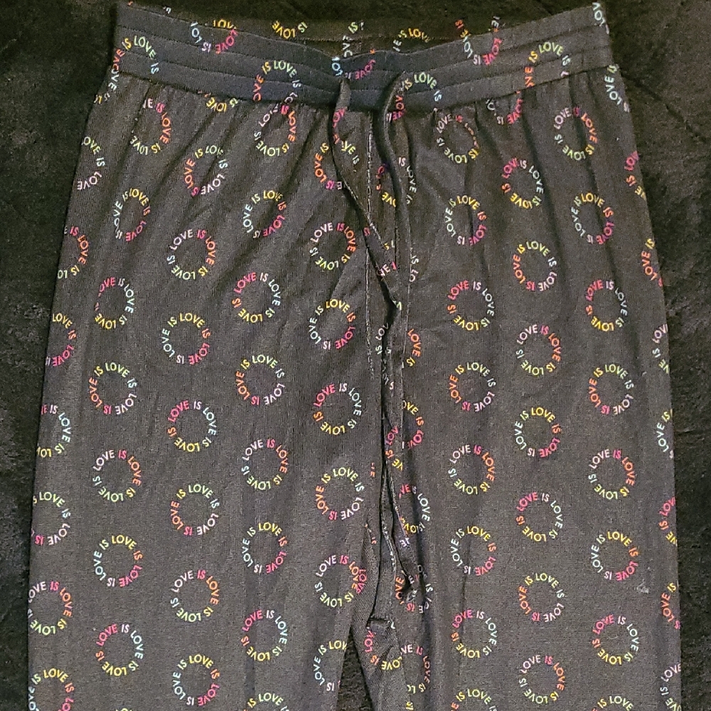 Colorful Love Is Love Print Pajama Pants